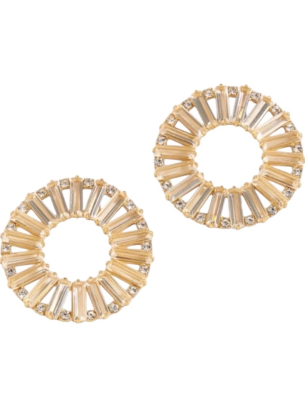 J.Crew Crystal Baguette Crystal Disc Hoop Earrings